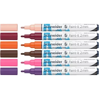 Schneider Paint-It 310 V3 akrylmärpennor set, olika färger, 2,0 mm, 6 st 120197