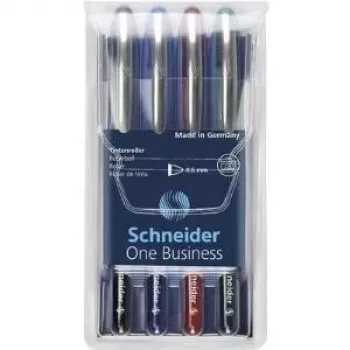 Schneider Edding One Business stickkulspetspenna, svart/blå/grön/röd, 4-pack 183094