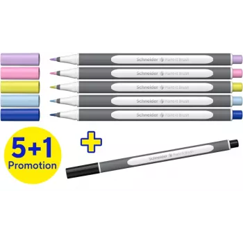 Schneider Paint-It 070 tuschpennor set, 6 olika färger, 1 mm rundspets, vattenbaserat bläck, ventilerad säkerhetskork ML07010502