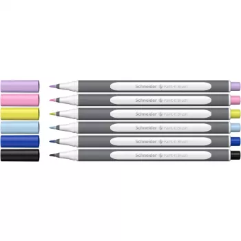 Schneider Paint-It 070 tuschpennor set, 6 olika färger, 1 mm rundspets, vattenbaserat bläck, ventilerad säkerhetskork ML07010502