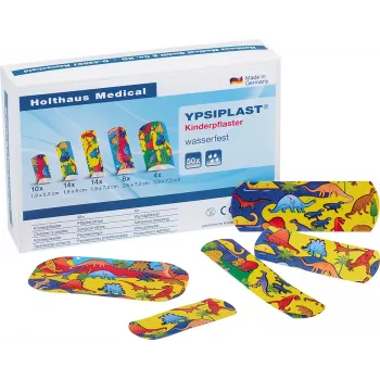 Holthaus Medical YPSIPLAST 40790 färgglatt plåsterset, 50 st, hypoallergent, vattenavvisande, latexfritt
