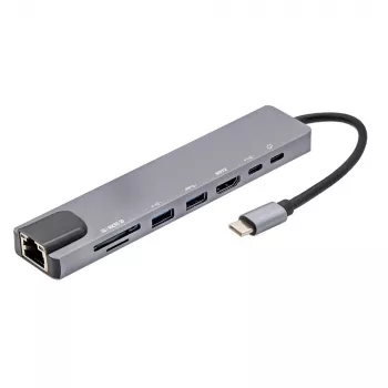 E+P USB-C multiportadapter 8-i-1 MPA8 svart/silver