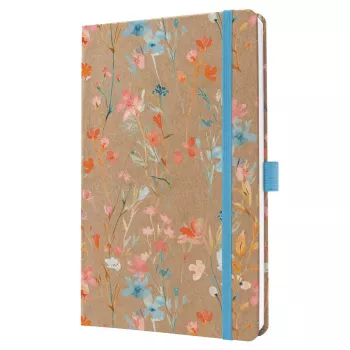 SIGEL Jolie 2027 veckoplanerare A5 blå Floral Serenity hårdpärm med gummiband, pennhållare, läsband, innerficka, 144 sidor, 80 g/m² papper, rundade hörn, flerspråkig 7J807