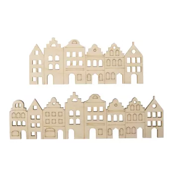 Rayher Decorative Wooden Strip Nordic Houses, Natural, 2 Pieces (46811505)