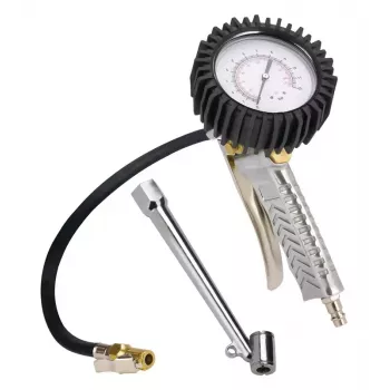 Einhell 4133110 analog däcktrycksmätare med manometer, 0–10 bar / 0–145 psi, avluftningsventil