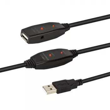 E+P CC508/25 USB 2.0 aktiv repeaterkabel, 25 m, USB-A kontakt till USB-A uttag, svart
