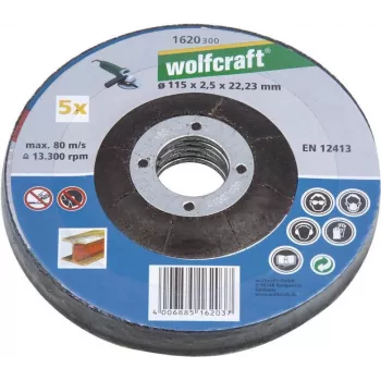 Wolfcraft 1622300 kapskiva med försänkt centrum 125 mm x 22,23 mm x 1,0 mm, 5-pack