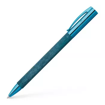 Faber-Castell Ambition kulspetspenna – blått trähölje, svart bläck, kromring 148035
