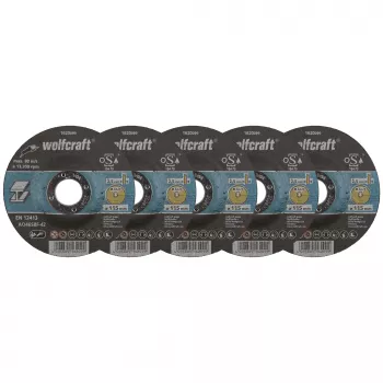 Wolfcraft 1620300 kapskivor set, 115 mm diameter, 22,23 mm borrning, 1,0 mm tjock, 5 st, för metall och rostfritt stål