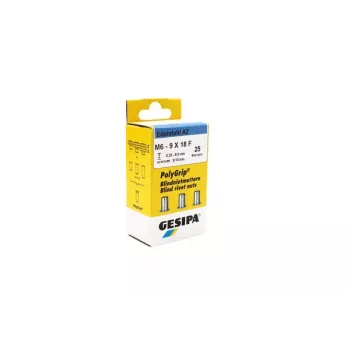 GESIPA PolyGrip® Blind Rivet Nut M6 Stainless Steel A2, 9x18mm, 25 Pieces 1464838