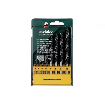 Metabo 627202000 träspiralborrset, 8-delat, 3-10 mm, HSS, centreringsspets, plastkassett
