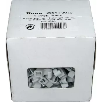 Kopp kabelklämma med spik, 10-14 mm, grå, 200 st 355402010