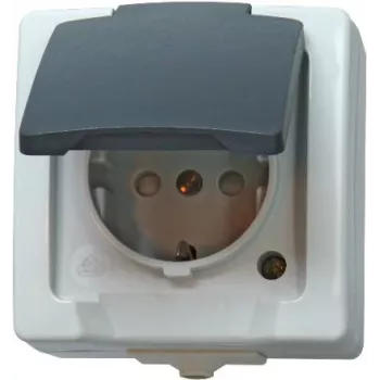 HEINRICH KOPP Schuko-vägguttag med lock och förhöjt beröringsskydd, 16 A, 250 V, infällt, alpinvit (107856005)