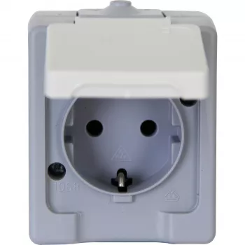 HEINRICH KOPP utanpåliggande Schuko-vägguttag 16A 250V IP44 grå/vit 100648007