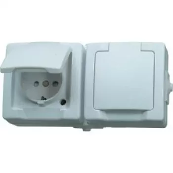 HEINRICH KOPP Schuko-vägguttag med lock, utanpåliggande, IP44, grå 137002003