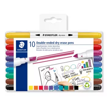 STAEDTLER 3010 TB10 fiberpenna, 10 olika färger, 1,0 mm rundspets, vattenbaserat bläck