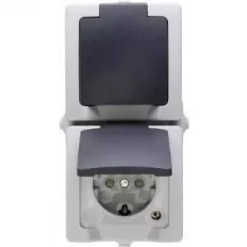 HEINRICH KOPP Schuko-uttag med lock Nautic grå 136956008