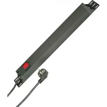 HEINRICH KOPP 7-fack 19 inch rackmonterad uttagslist, 2 m kabel, svart 930705028