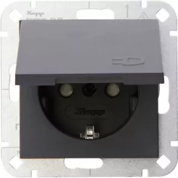 HEINRICH KOPP HK 07 infälld Schuko-uttag med lock, antracit 940115001