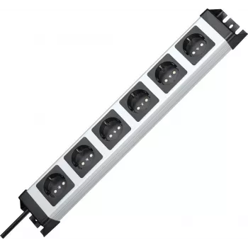 HEINRICH KOPP POWERversal 6-fack jordad grenuttag, grå/svart, 1,4 m kabel 226720018