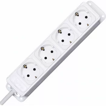 HEINRICH KOPP 4-fack jordad uttagslist vit, utan brytare, 1,4 m kabel 127102016