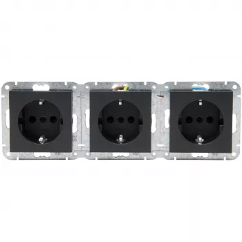 HEINRICH KOPP HK07 KombiQuick trippel jordat uttag, antracit, infälld, 16 A, 250 V, barnsäkrad, halogenfri 133415001