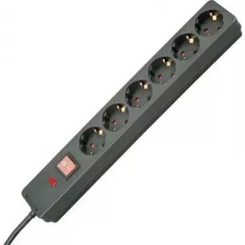 HEINRICH KOPP överspänningsskyddad uttagslist 6-fack jordad svart 1,5m kabel 224205012