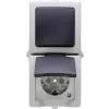 HEINRICH KOPP Nautic Grey Combination Switch and Socket with Hinged Lid, IP44, 250 V, 16 A 138556008