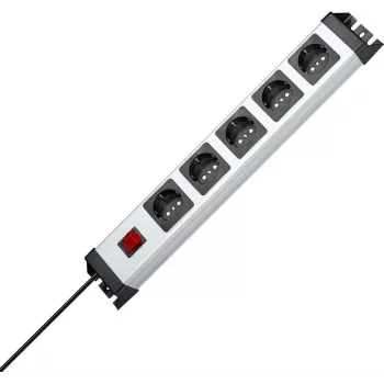 HEINRICH KOPP 5-fack uttagslist med strömbrytare, grå/svart, 1,4 m kabel 226620015