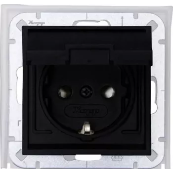 HEINRICH KOPP 954050001 jordat infällt uttag med lock, IP44, 16 A, 250 V, svart