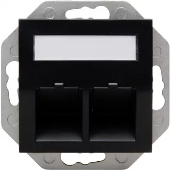 HEINRICH KOPP HK07 Keystone väggplatta med lock, IP44, 2 portar, svart 953850004