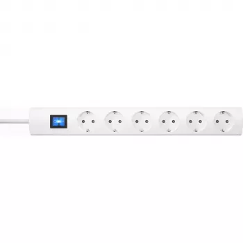 HEINRICH KOPP 232802005 uttagslist för inomhusbruk med 6 jordade uttag, 1,4 m kabel, vit