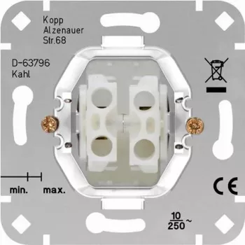 HEINRICH KOPP Serie tryckknappsinsats, infälld, 250V, 10AX, IP20, utan lock 504000009