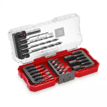 Einhell 1/4 inch (6,3 mm) hylsnyckel- och bitset, 18-delat, kromvanadiumstål, magnetisk bithållare, plastväska 108709
