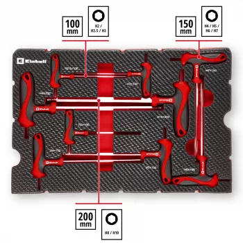 Einhell 370526 9-delat väsktinsats-set för E-Case, röd/svart