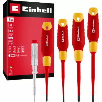 Einhell VDE elinstallatörsmejselset, 5 delar, SL 4,0/5,5, PH 1/2, spänningsprovare, 370541