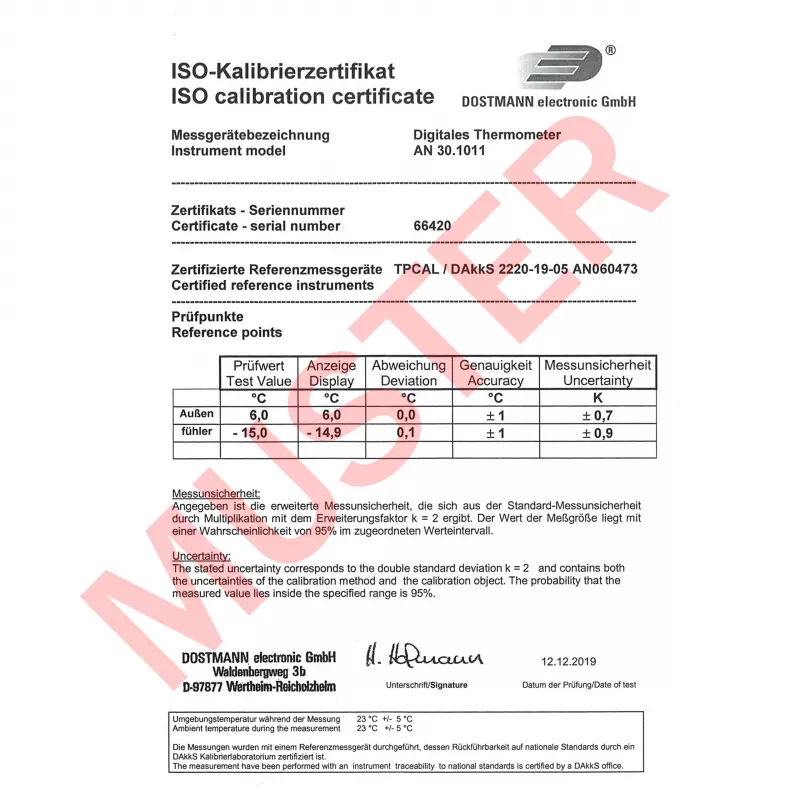 TFA Dostmann kabeltermometer svart-vit (30.1011.K)