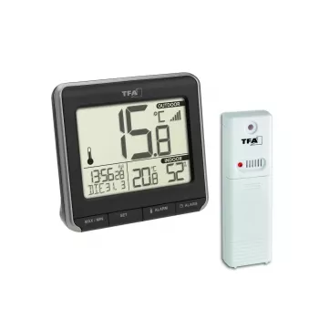 TFA Dostmann PRIO trådlös digital termometer, svart/vit 30.3069.01