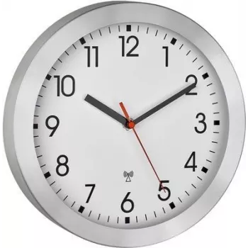 TFA Dostmann 60.3546.02 radioväggklocka 25 cm borstat aluminium