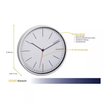 TFA Dostmann 60.3049.02 rund vit kvartsväggklocka