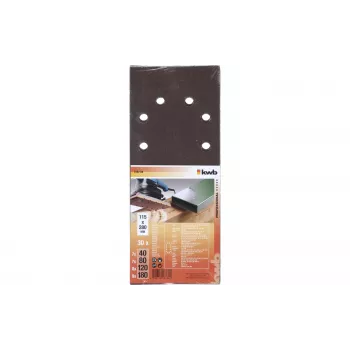 KWB 818788 slippappersark blandade korn P60 P80 P120 P180 280x115 mm 30-pack