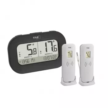 TFA Dostmann DOUBLE-CHECK trådlös digital termometer, svart 30.3073.01