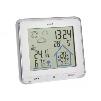 TFA Dostmann LIFE radioväderstation med 12-24h-prognos, färg-LCD, inom-/utomhustemperatur & luftfuktighet, DCF-77-klocka, frostalarm, 1 sensor ingår – svart 35.1153.02