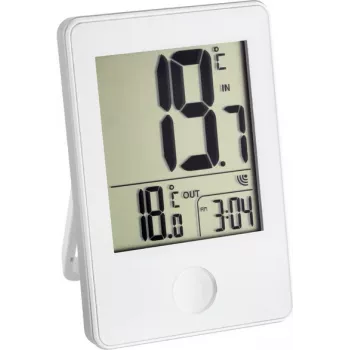 TFA Dostmann radiotermometer med klocka, vit (30-3051-02)