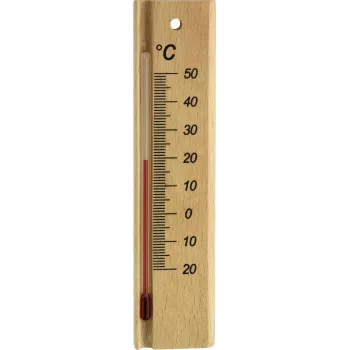 TFA Dostmann analog inomhustermometer, bokträ, -20 till +50 °C, väggmonterbar 12.1053.05