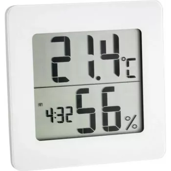 TFA DOSTMANN 30.5033.02 digital termo-hygrometer med LCD, max/min-minne, komfortzonsvisning, magnet-/stativmontering, vit