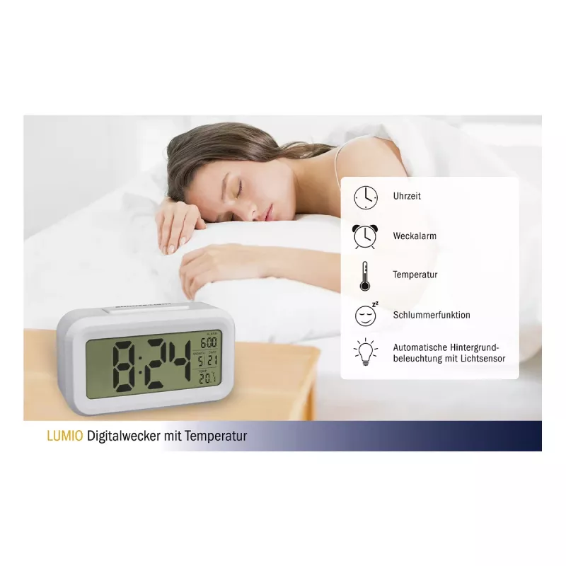 TFA Dostmann 60.2018.02 digital väckarklocka vit