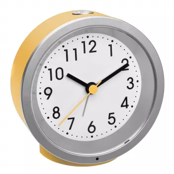 TFA Dostmann 60.1034.07 Yellow Round Analog Quartz Alarm Clock
