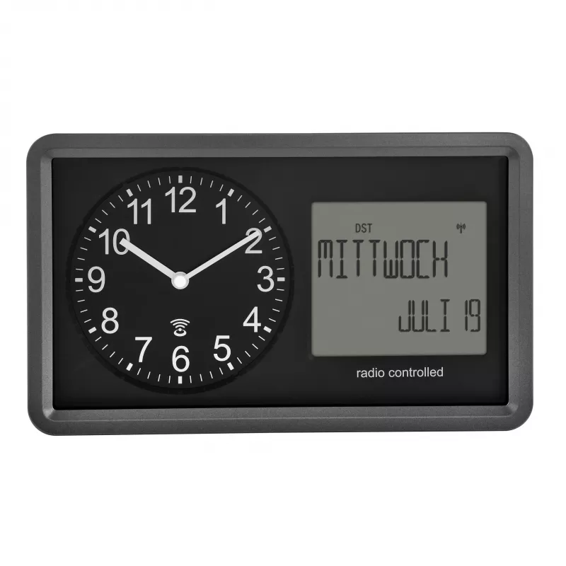TFA Dostmann 60.3552.01 radioväggklocka svart