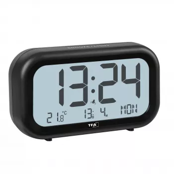 TFA Dostmann 60.2052.01 kvartsväckarklocka svart extra högt alarm stor display